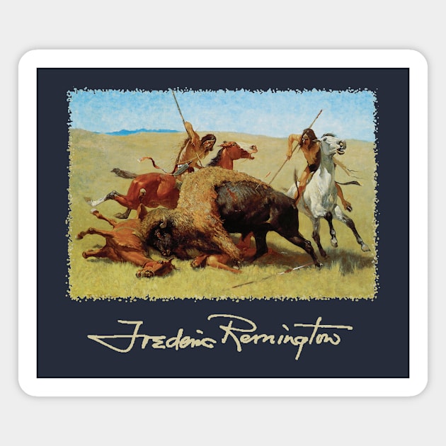 Buffalo Hunt by Frederic Remington Magnet by MasterpieceCafe